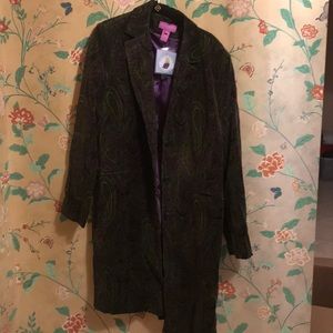 NWT unique green and purple Suzanne Somers coat 16